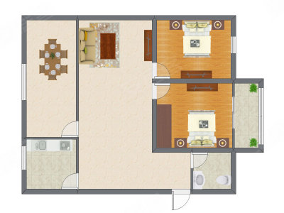 2室2厅 85.20平米户型图