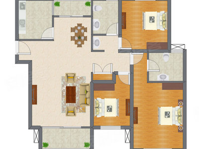 3室1厅 90.73平米