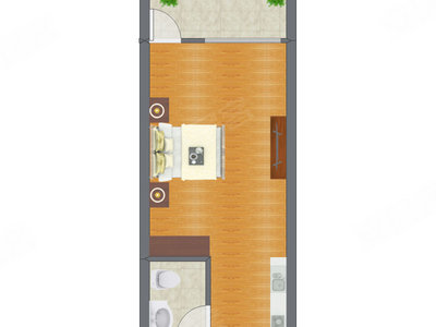 1室0厅 29.65平米户型图