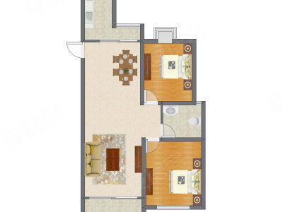2室2厅 99.70平米户型图