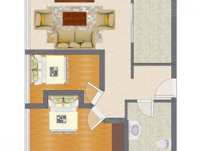 2室1厅 85.60平米