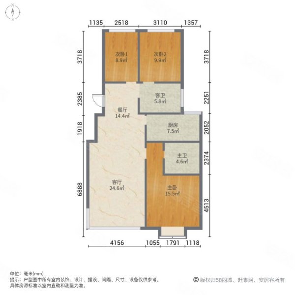 塞纳公馆电梯房高楼层视野无遮挡居住密度低南北通透