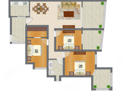 3室2厅 121.71平米