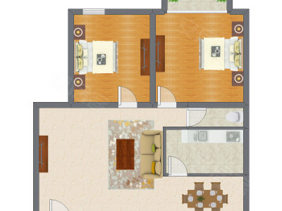2室2厅 50.00平米户型图