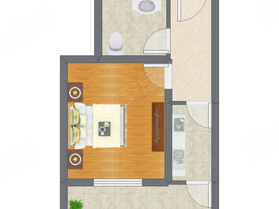 1室1厅 40.39平米户型图