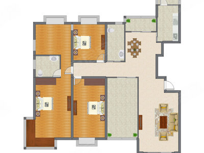 3室2厅 255.00平米户型图