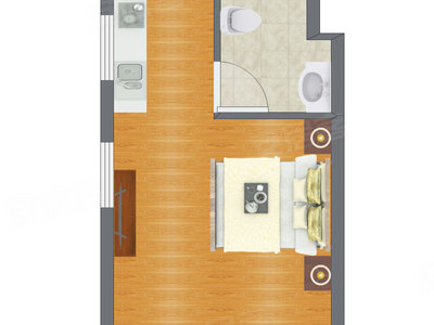 1室1厅 51.26平米户型图