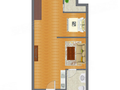 1室0厅 59.62平米户型图