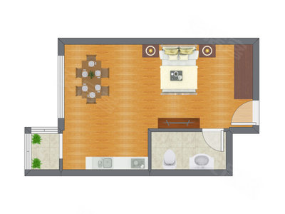 1室0厅 53.73平米户型图