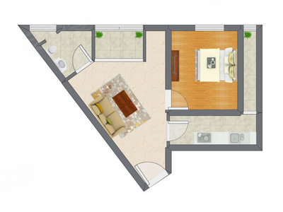 1室1厅 57.20平米户型图