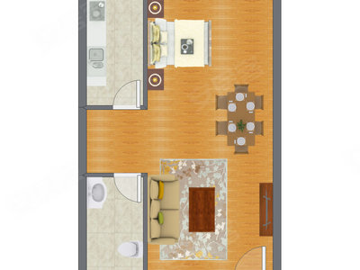 1室0厅 69.88平米户型图