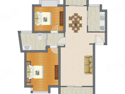2室2厅 90.18平米