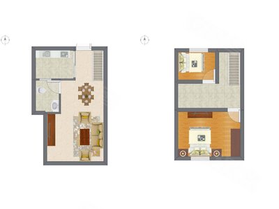 2室1厅 25.31平米户型图