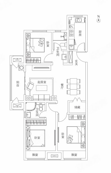 建业世悦府3室2厅2卫115㎡南北84万