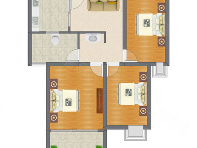 3室1厅 60.64平米