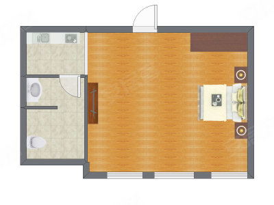 1室0厅 58.45平米户型图