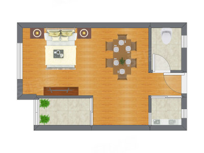 1室0厅 42.75平米户型图