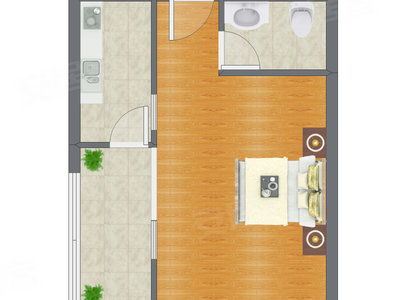 1室0厅 50.16平米户型图