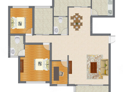 2室2厅 108.04平米户型图
