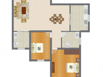 2室1厅 88.60平米