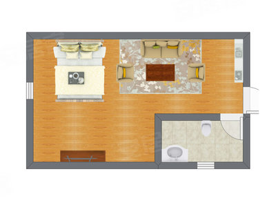 1室1厅 30.63平米户型图
