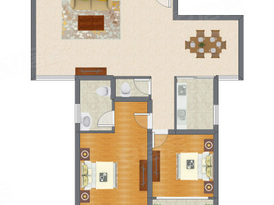 2室2厅 124.82平米