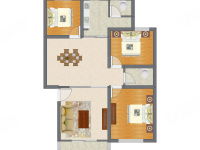 3室2厅 112.20平米户型图