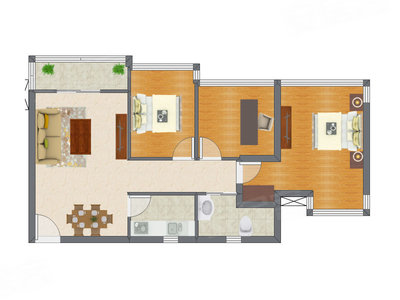 3室2厅 78.04平米户型图