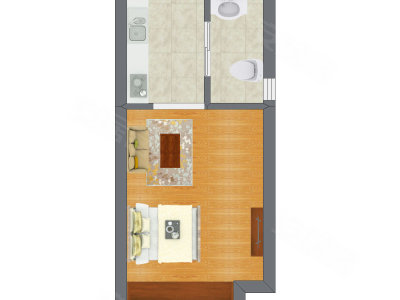 1室1厅 16.28平米户型图