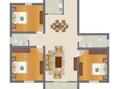 3室2厅 115.60平米户型图