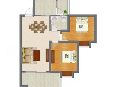 2室2厅 86.41平米户型图