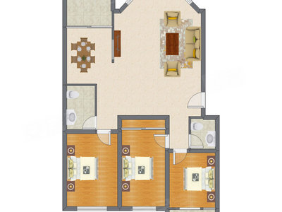 3室2厅 146.30平米户型图