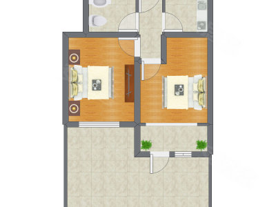 2室0厅 45.71平米户型图