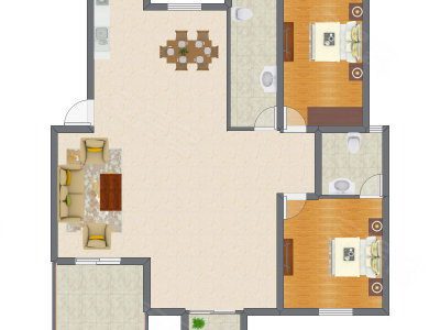 2室2厅 133.00平米户型图