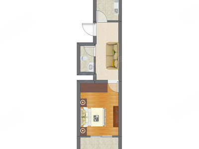 1室1厅 40.27平米户型图