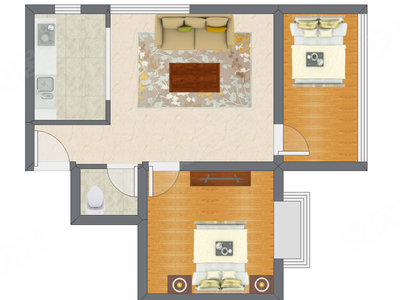 2室1厅 64.24平米户型图