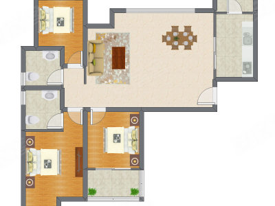 3室2厅 136.33平米户型图