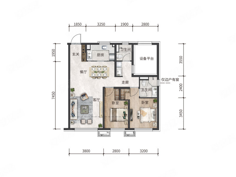 华润置地·九里芳华3室2厅2卫110㎡南北145万