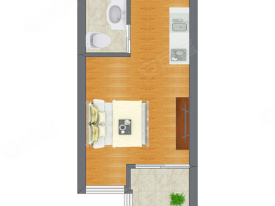 1室0厅 30.04平米户型图