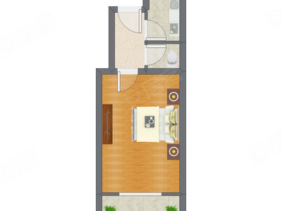 1室1厅 40.97平米户型图