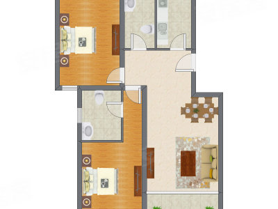 2室2厅 101.70平米户型图