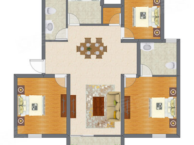 3室2厅 123.12平米