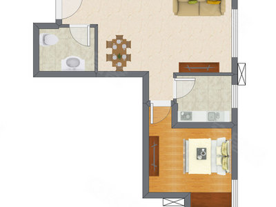 1室2厅 52.22平米