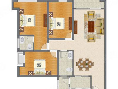 3室2厅 116.00平米