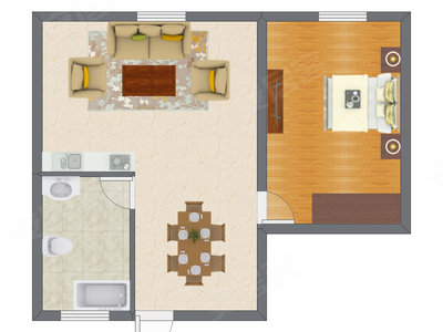 1室1厅 53.93平米户型图