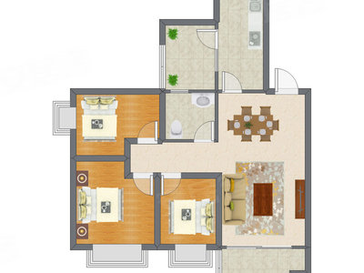 3室2厅 95.77平米