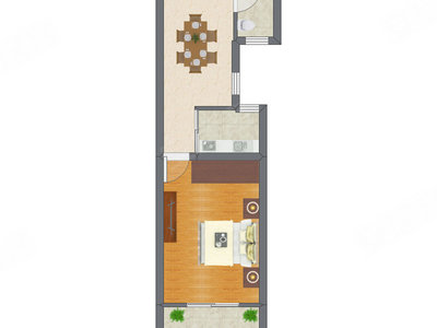 1室1厅 40.33平米户型图