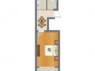 1室1厅 37.00平米户型图