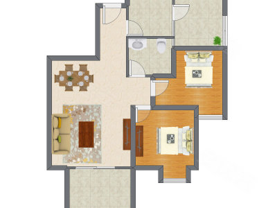 2室2厅 85.99平米