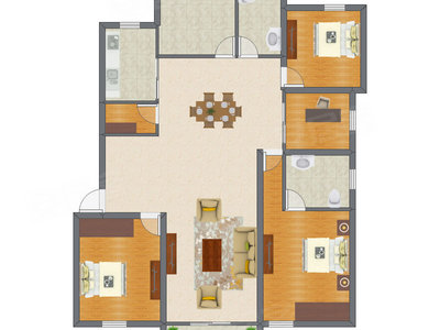 3室1厅 142.00平米